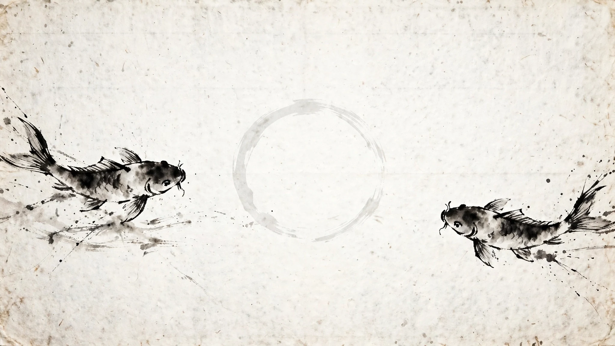 Sumi-e koi swimming toward an enso